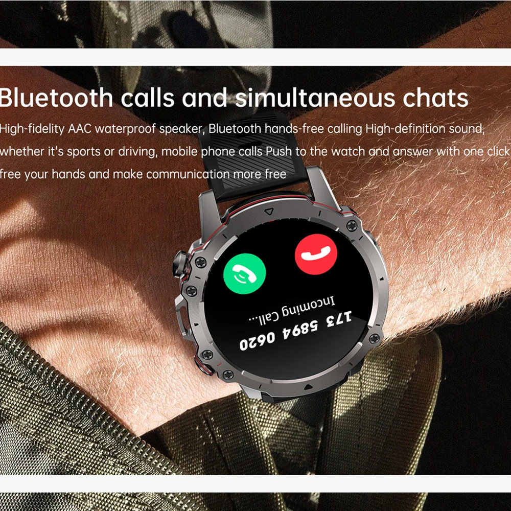 Homens ao ar Livre Relógio Inteligente 1.43 Polegada Blue Tooth Call 110 Mais Modos Esportivos Fitness Tracker Smartver Monitor de Saúde Pulseira Impermeável - Image 4