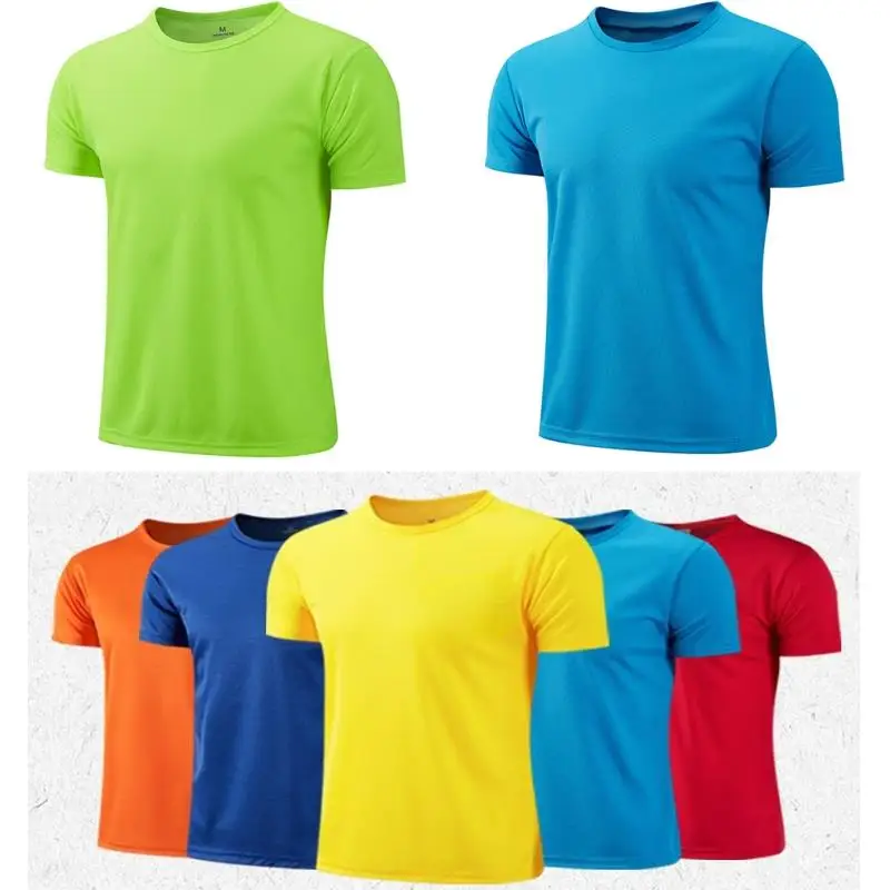 Men Women Quick Dry Short Sleeve Sport T Shirt Gym Jerseys Fitness Trainer...