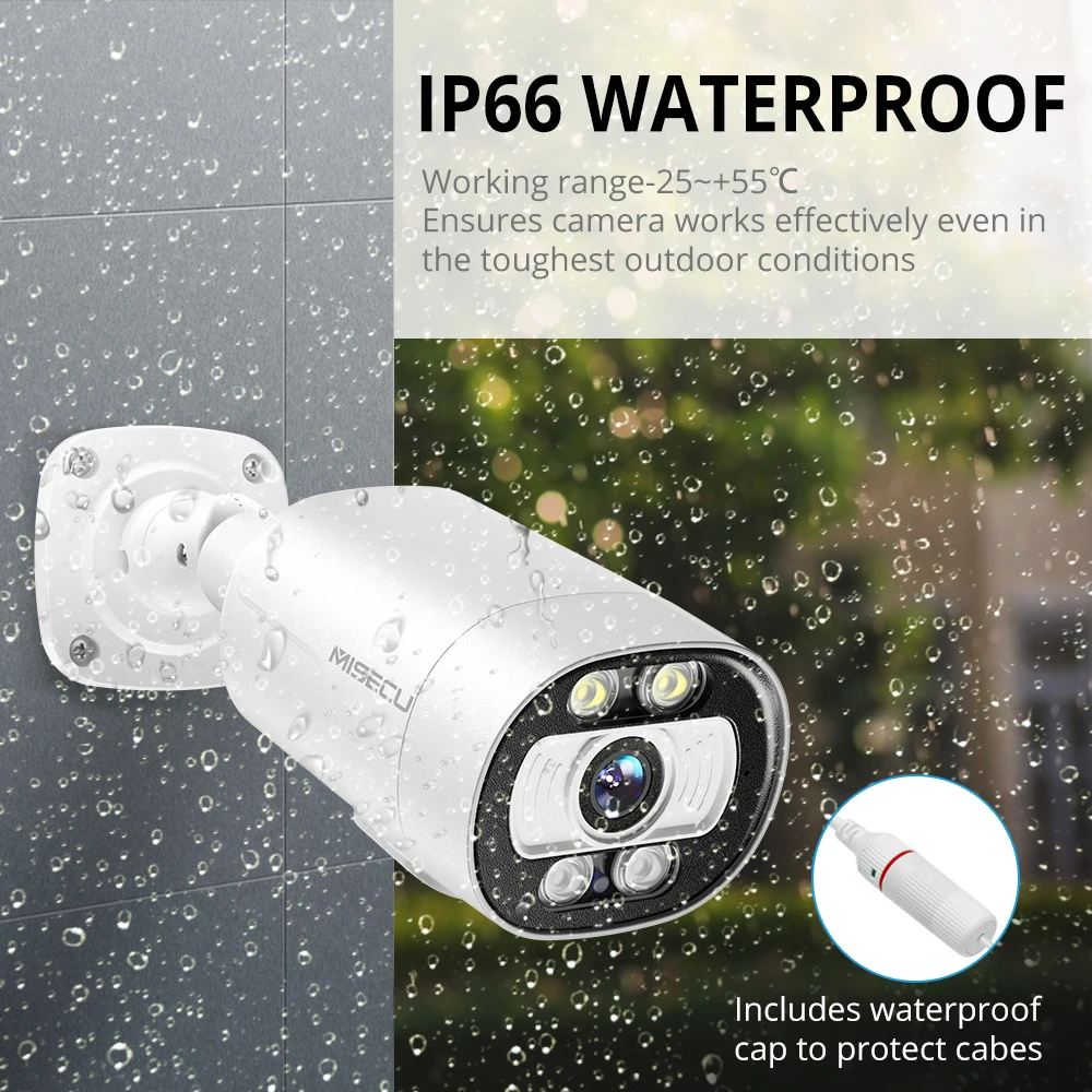 MISECU H.265 Real 4K Ai Smart POE Camera 5MP 8MP Two-way Audio Human Detection Outdoor Camera For CCTV System Video Surveillance