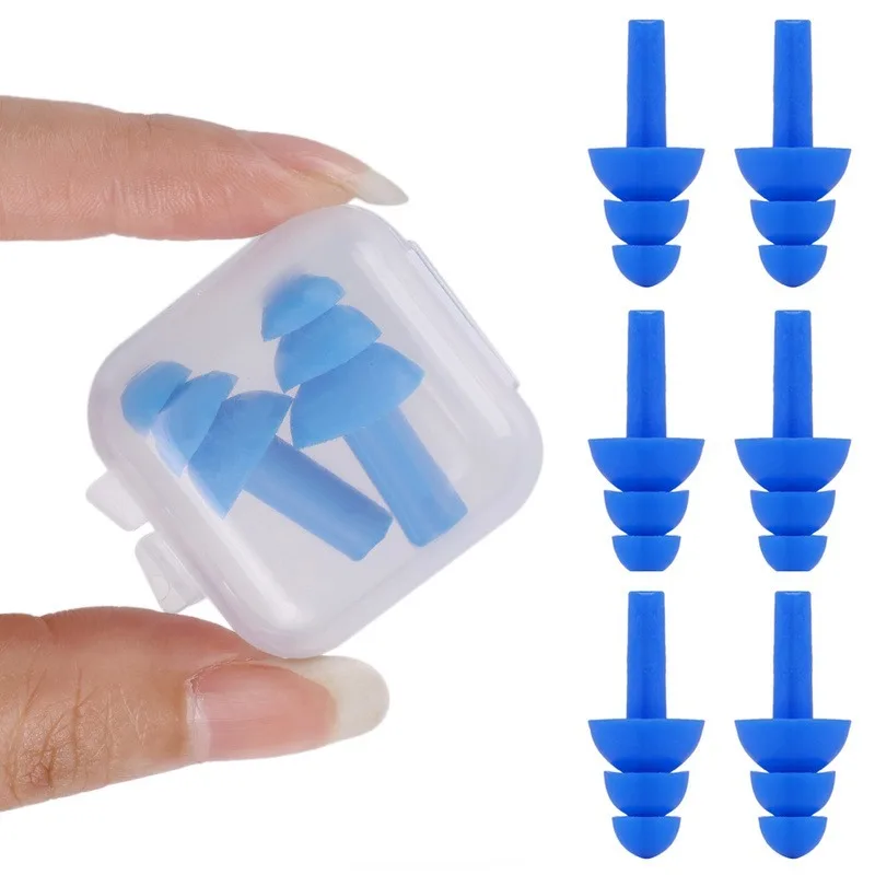 Soft Silicone Earplugs Waterproof Swimming Ear Plugs Reusable Noise Reduction Sleeping Ear Plugs Hearing Protector with Box 2023