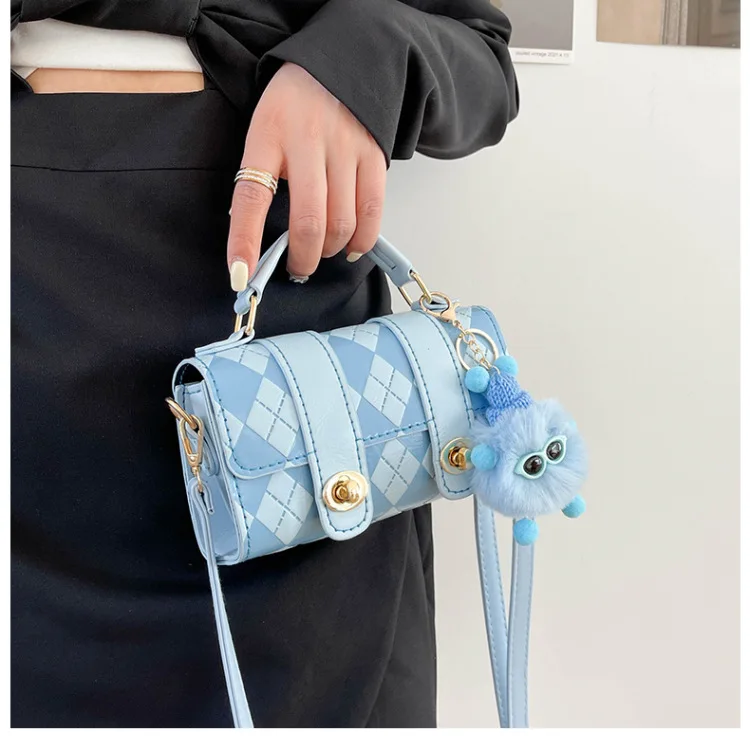DIY Handmade Women Diamond Check Pattern Shoulder Bags Solid Handbag Phone Bag Hand Stitching DIY Sewing Material for Woven Bag