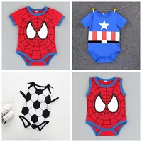 Summer Newborn Baby Rompers Boys Girls Clothes Cartoon Spider Man Captain America Print Bodysuits Cotton Infant Jumpsuits 0-18M 1