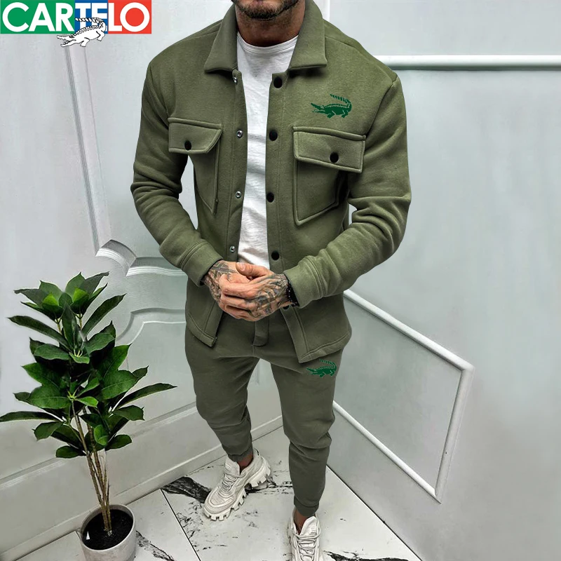 2023 New Casual Long Sleeve Coat Set Heavy Duty Workwear Shirt Set Vintage Shirt Men's Spring and Autumn