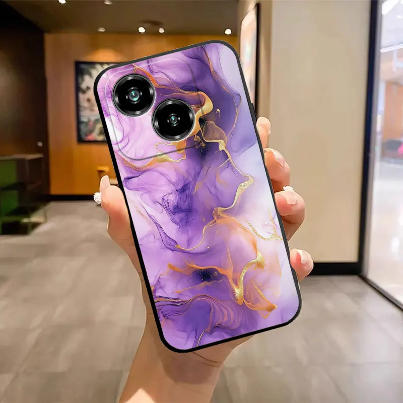 Fashion Soft Silicone Shockproof Butterfly Marble Black TPU Phone Case