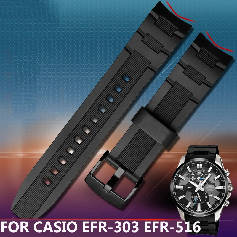 

Silicone Rubber Bracelet For Casio EDIFICE 5468 EFR-303/304 EFR-516PB EFR-516 Resin Watch Strap Watchband Waterproof Bracelt