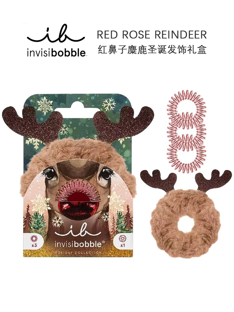 

invisibobble SET holiday-Red Nose Reindeer Limited stock available soft SPRUNCHIE and ORIGINAL hair spirals cute Christmas gift