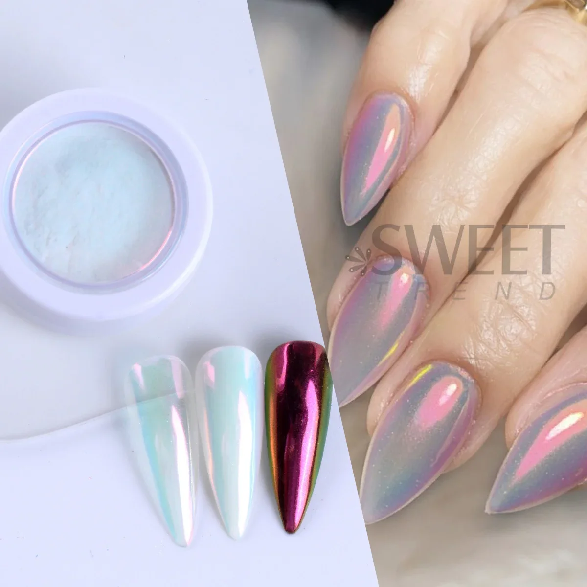 Fairy Moonlight Nails Glitter Pigment Luxury Aurora Rubbing Powder Rainbow Mirror Chrome Flash DIY Wedding Bride Manicure Decor