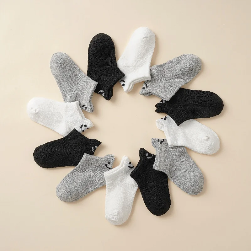 12 double summer children's socks smiling face simple thin breathable cotton socks 1-12 years old solid color boutique socks 2
