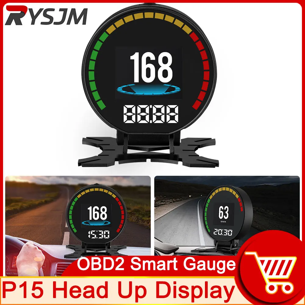 AD-P15-Car-OBD2-HUD-Head-Up-Display-Speedometer-Overspeed-Warning ...