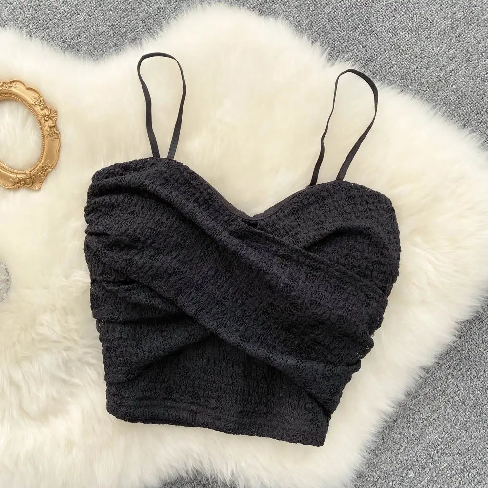 Sexy Streetwear 90s Crop Top Women Korean Fashion Tube Tops Sleeveless With Strape Tank Top Camis Chain T Shirt