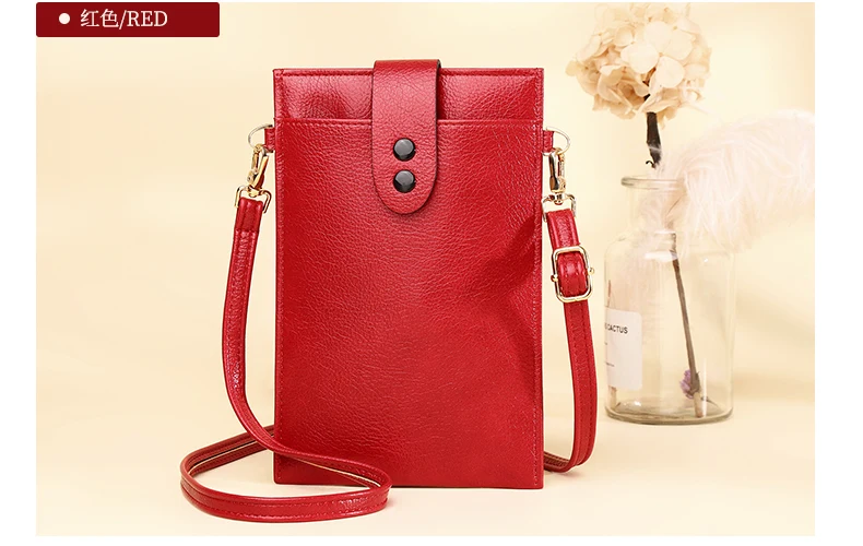 Women's Minimalist Messenger Bag Soft PU Leather Shoulder Wallet Ladies Crossbody Mobile Phone Purse Female Card Holder