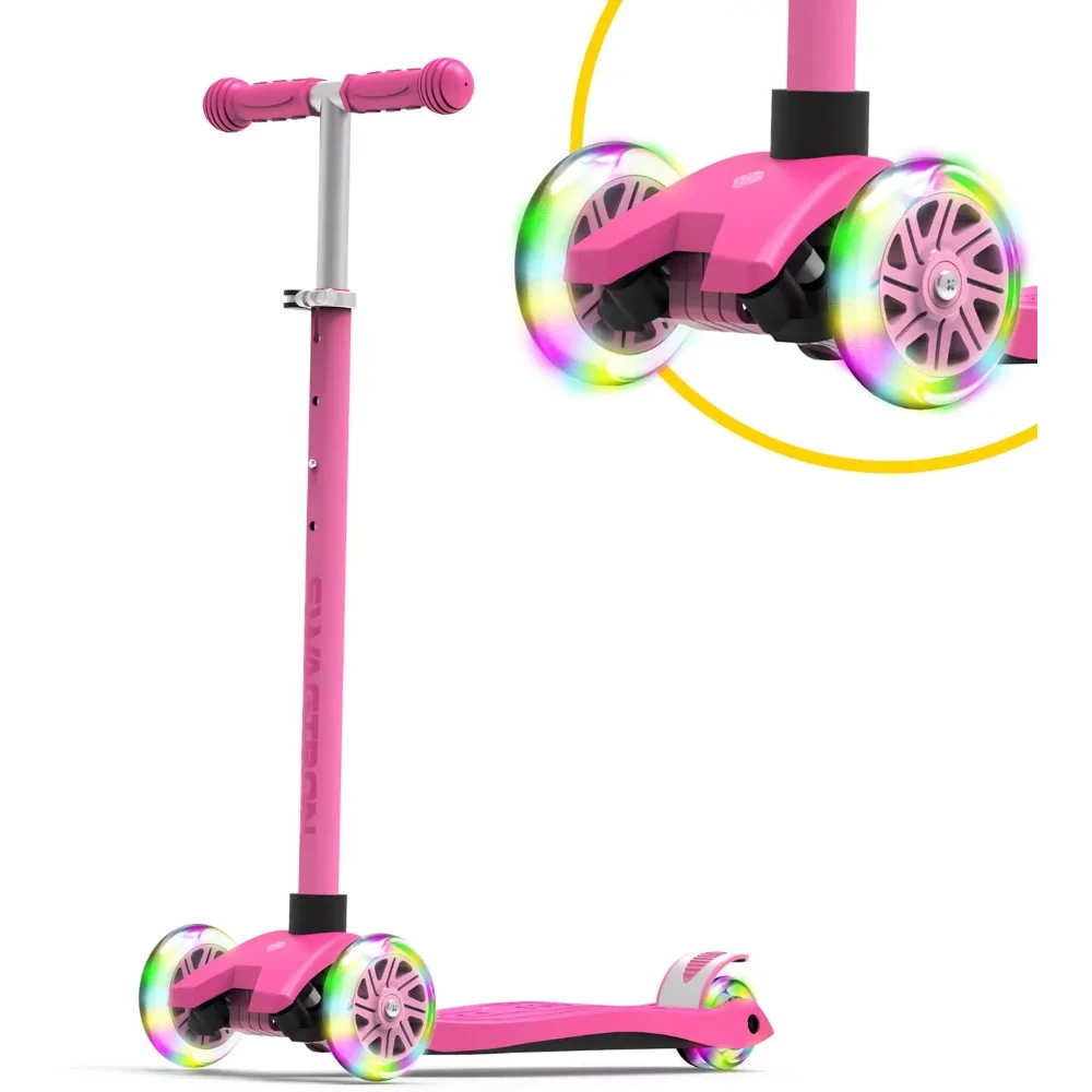 

2023 New Swagtron K5 3-Wheel Kids Scooter with Light-Up Wheels Height-Adjustable for Boys or Girls Ages 3+