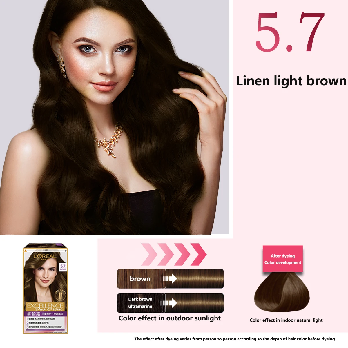 L'Oreal Paris Excellence Hair Coloring Cream 5.7 Ash Blonde Triple  Nourishment + Excellent Gray Coverage Hair Dye - AliExpress, image size:1200x1200