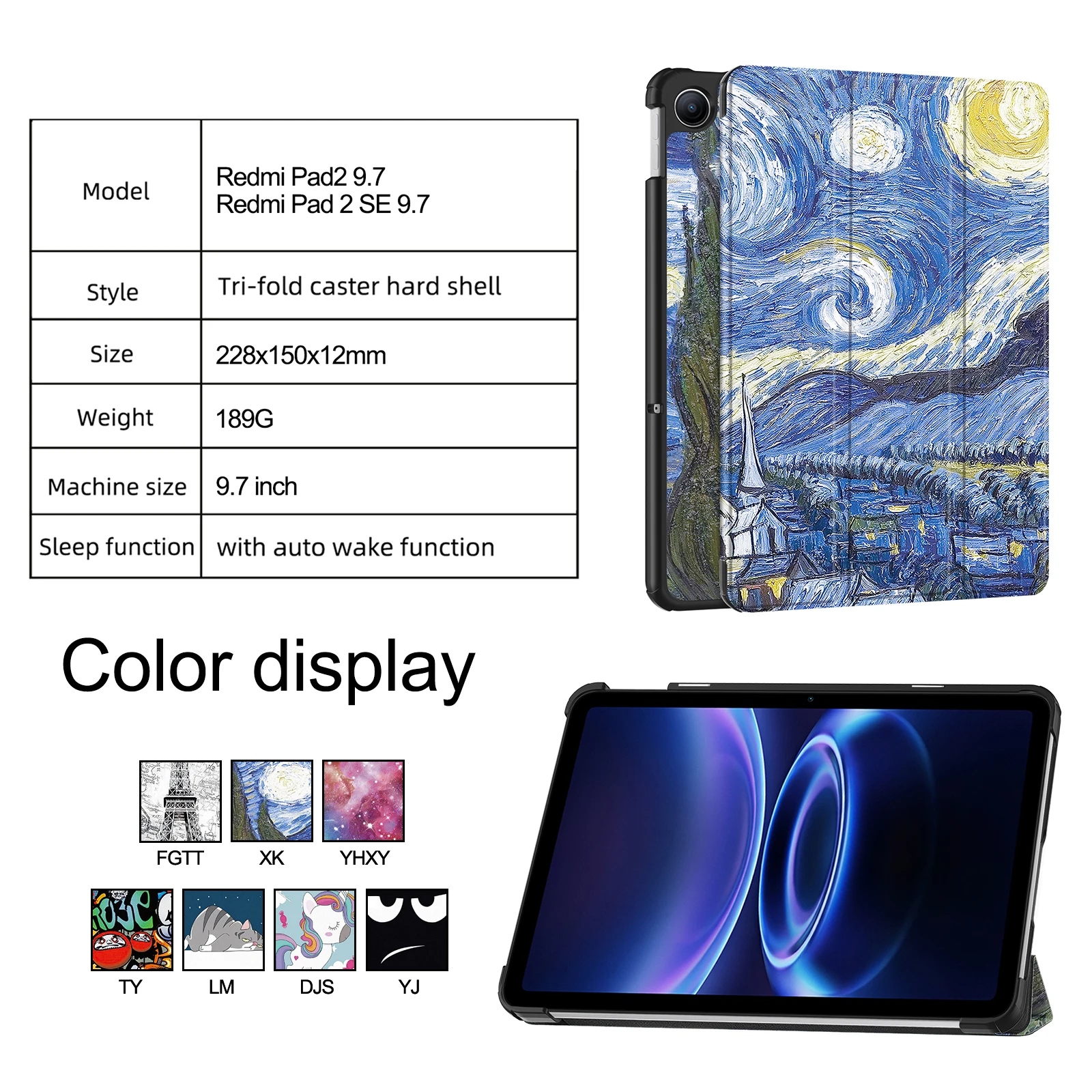 Trifold PU Leather Stand Tablet Cover with Auto Sleep Feature, 9.7-inch Case