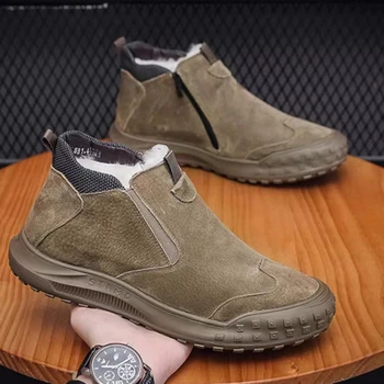 Inverno Caldo Casual Scarpe di Cotone All'aperto Più Velluto di Alta Top Casual Scarpe 2024 Tenere Più Velluto Stivali Da Neve da Uomo Muж ✔ О ь 1