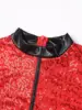 Womens Vintage Checkerboard Print Racer Dress Long Sleeve Sequins A-line Tulle Skirt with Shorts Dress Halloween Party Costumes 4