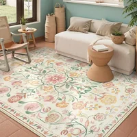 Retro Living Room Carpet Bohemian Light Luxury Floral Large Area Bedroom Rug Machine Washable Non-slip Coffee Table Mat Ковер 러그 1
