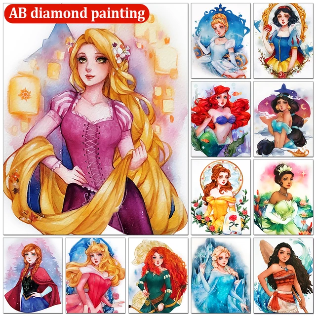 Disney-Portrait de fille moderne, broderie de diamants