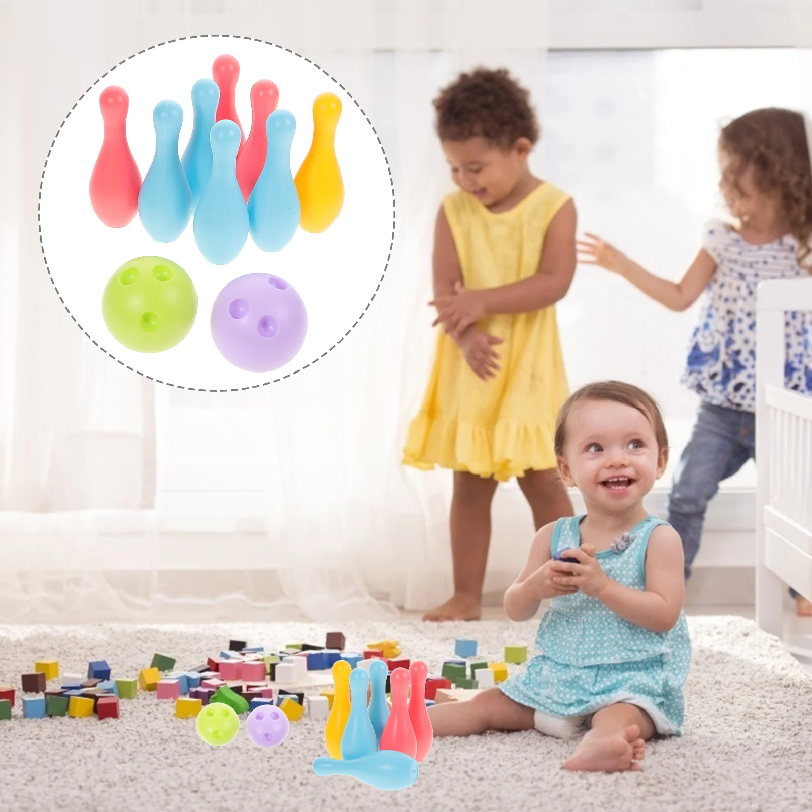 Indoor Bowling Set Outdoor Toys Toddler Bowling Balls Family Fun Games