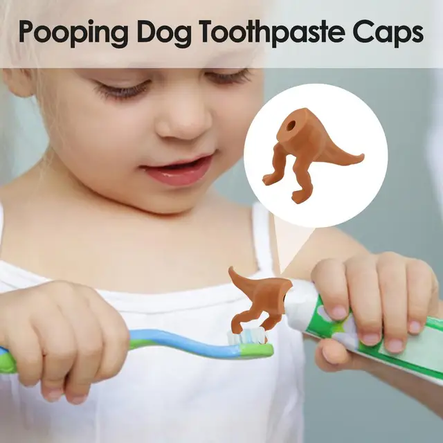 2 Tappi Per Dentifricio Divertenti A Forma Di Culo Di Cane - Dispenser Igienico E Creativo Per Bambini E Adulti - Foto 3