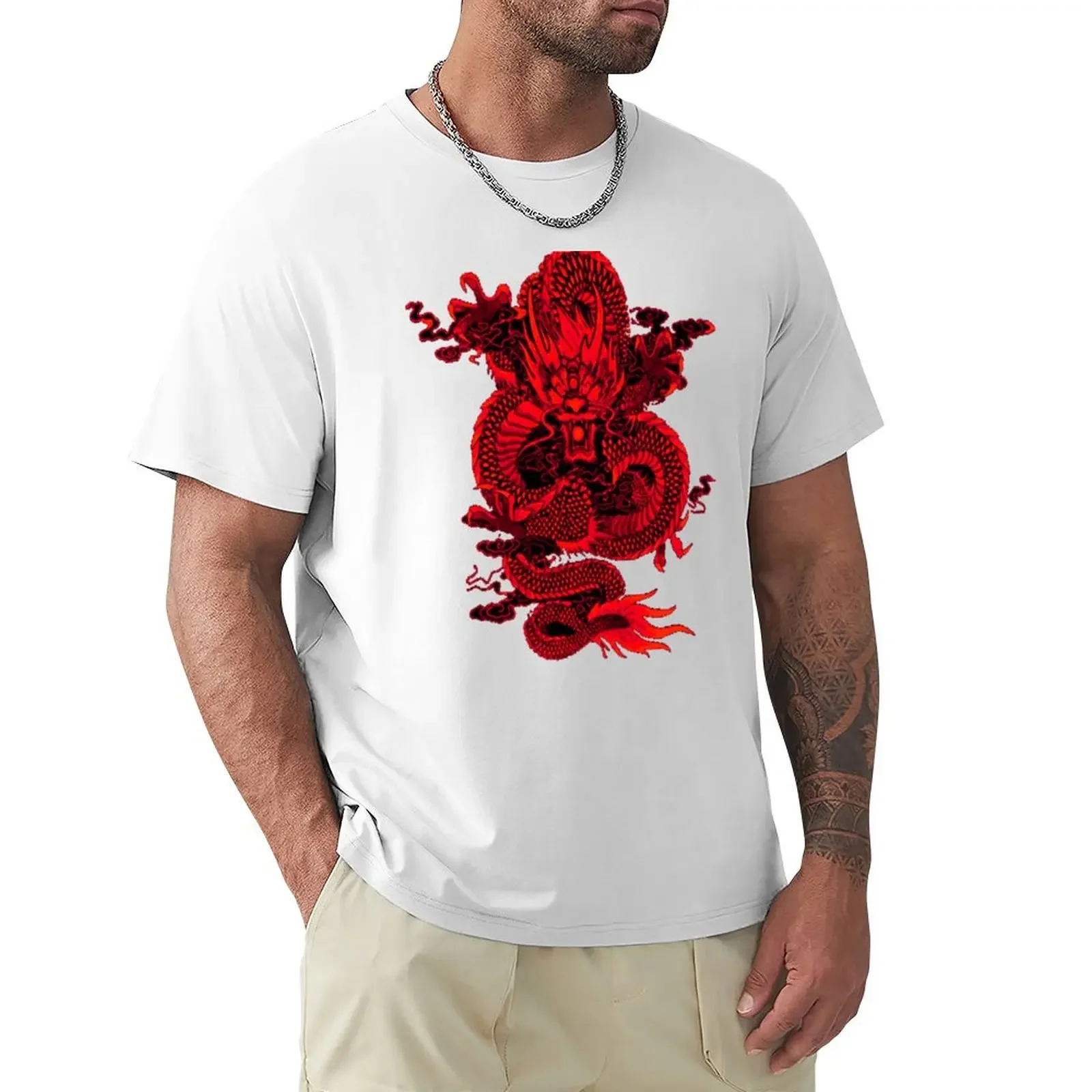 Epic Dragon Red T-Shirt Per Un Ragazzo Camicetta Camicie Graphic Tees Fruit Of The Loom Magliette Da Uomo
