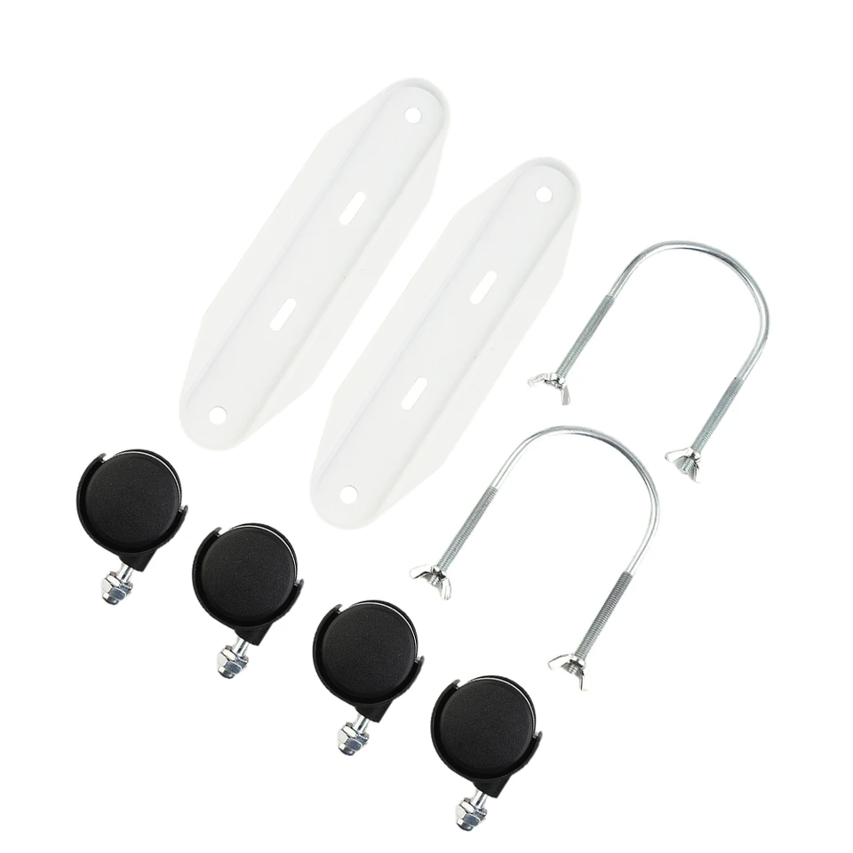 Support Avec Roulettes Pivotantes 360° Pour Radiateur à Huile - Paire De Pieds Mobiles Antidérapants - Fixation U Universelle - En Fer Et ABS