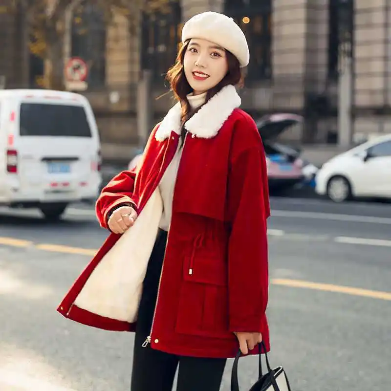 Thicken Velvet Warm Trench Coat For Women Winter Snow Wear Overcoat Berber Fleece Trench Femme Thermal Jacket Abrigo Mujer