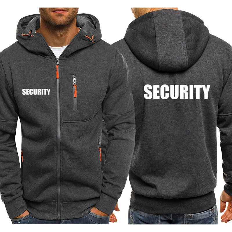 Hoodies Men Jacket Security Uniform Print Casual HipHop Harajuku Hooded Sweatshirts Mens Zipper Jacket Man Hoody Clothing 4