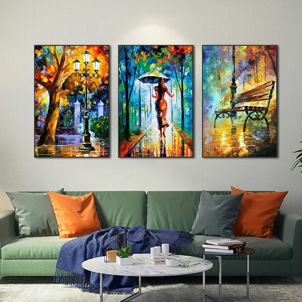 

Abstract Trees Woman With Umbrella Canvas Painting Nordic Modern Night Landscape Posters And Prints Wall Art For Home Decor