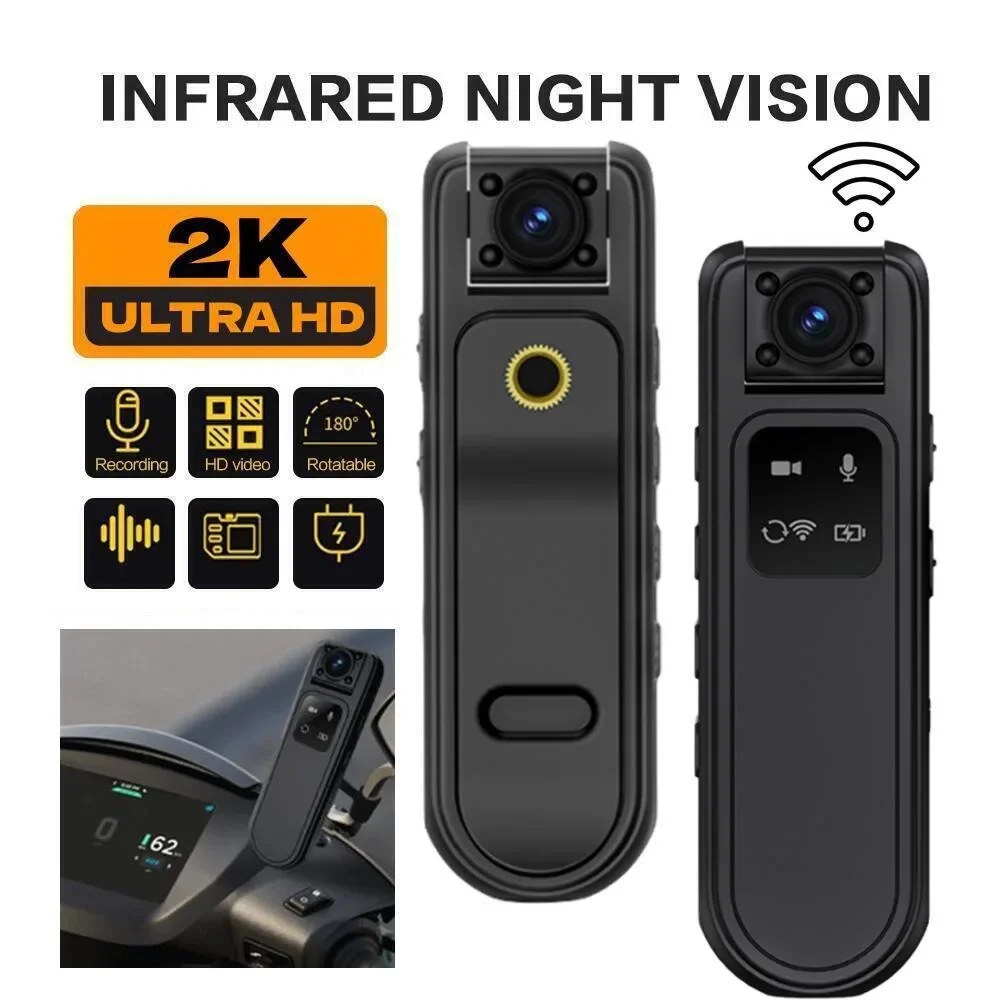 HD 2K 카메라, 와이파이 나이트 비전, 전기 자동차 오토바이 녹음기, 휴대용 백 클립, 야외 브이로그 카메라