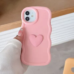 Cute 3D Love Heart Candy Wavy Silicone Case Cover for Moto G04 (Pink)