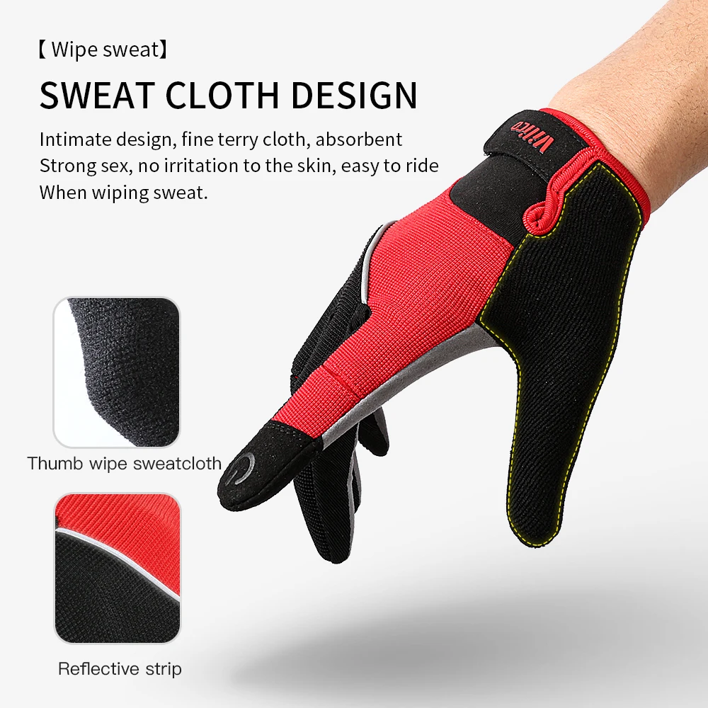 Cycling Anti-slip Full Finger Gloves MTB Bike Bicycle Warm Gloves Pad Men Women Breathable Anti-shock Sports Gloves