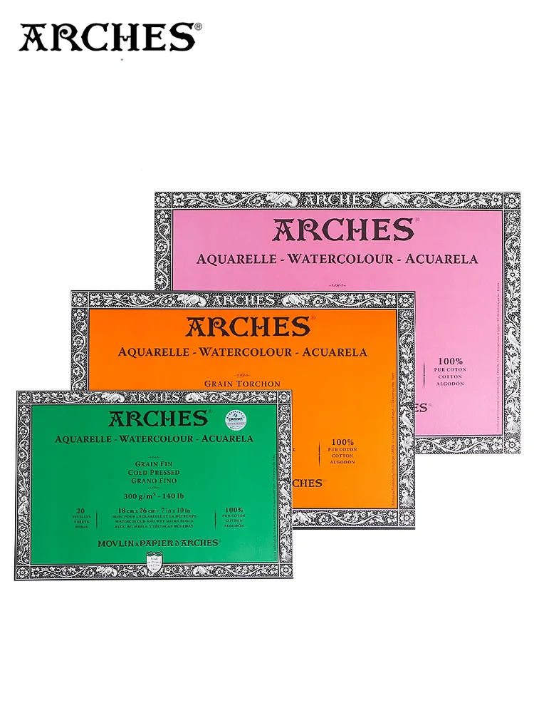

ARCHES 300gsm Professional Academy Watercolor Pad 100% Cotton 20 Sheets for Watercolor Gouache Acrylic Painting Art Supplies