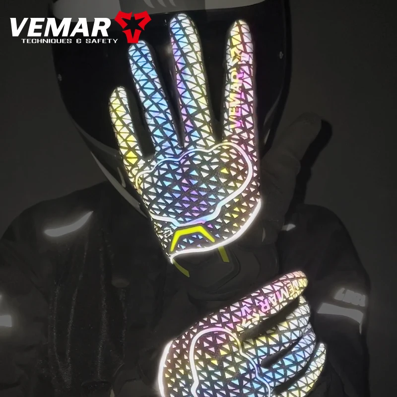 

New VEMAR Colorful Motorcycle Gloves Reflective Motocross Moto Guantes TPU Protective Touchscreen Moto Bike Gloves