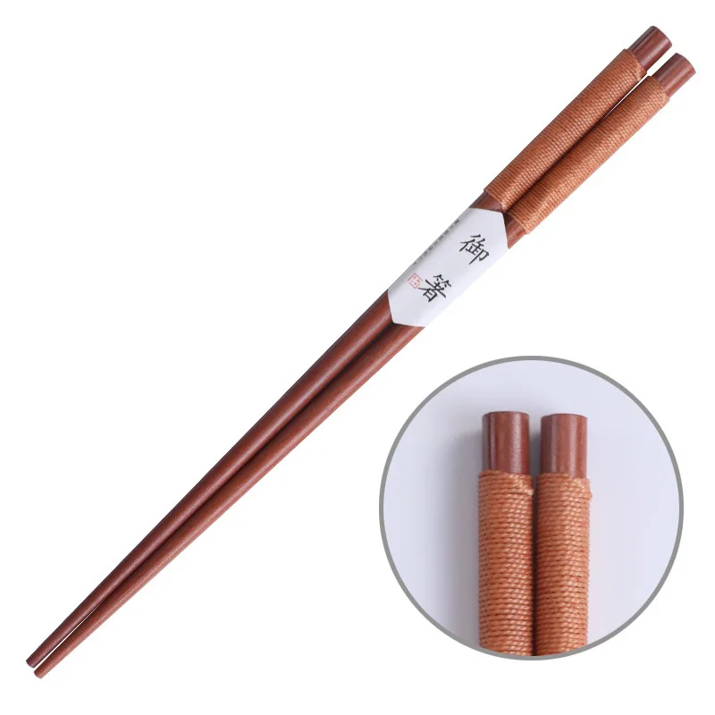 Japanese-style Natural Handmade Wood Chopsticks Japan/China Eating Ware Chop Sticks with String Wood Teableware images - 6