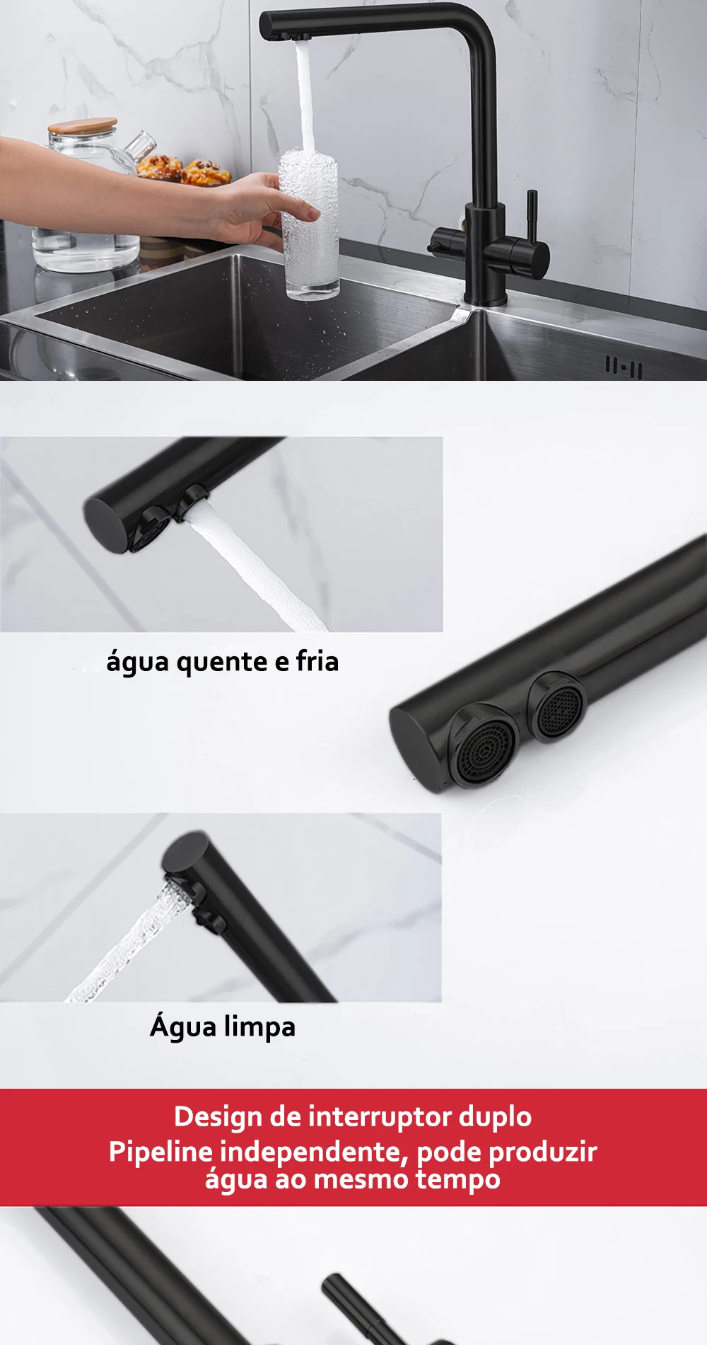 de purificação dupla, Torneira pia cozinha