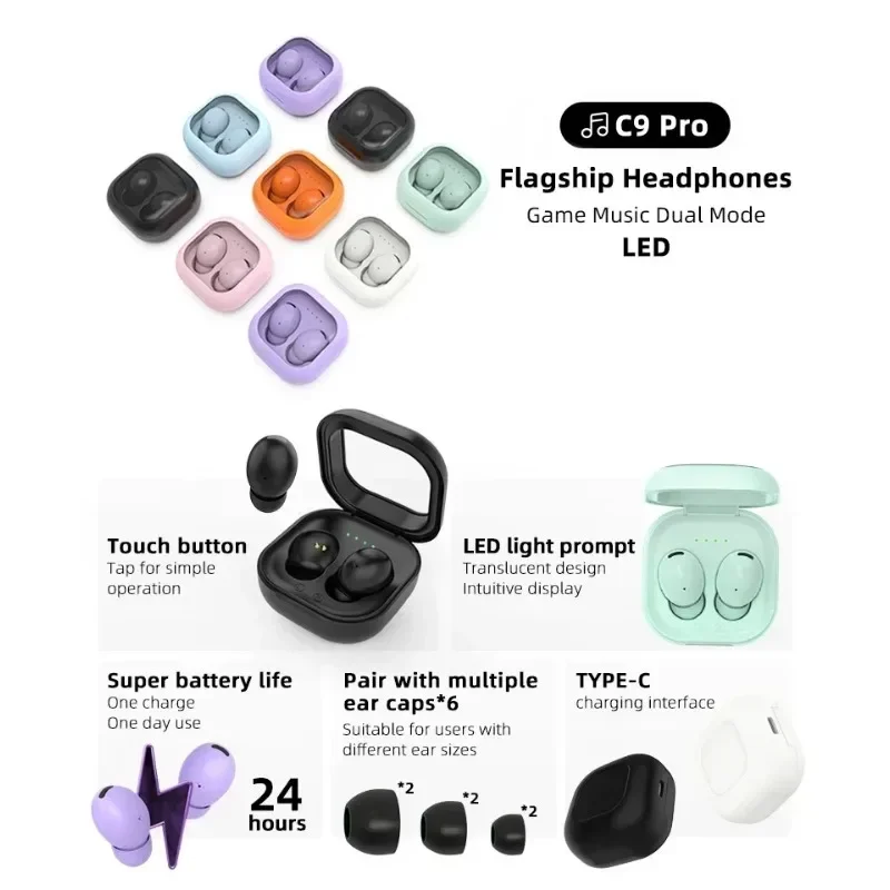 Фото TWS-наушники C9pro Беспроводные с поддержкой bluetooth 5,2 №2