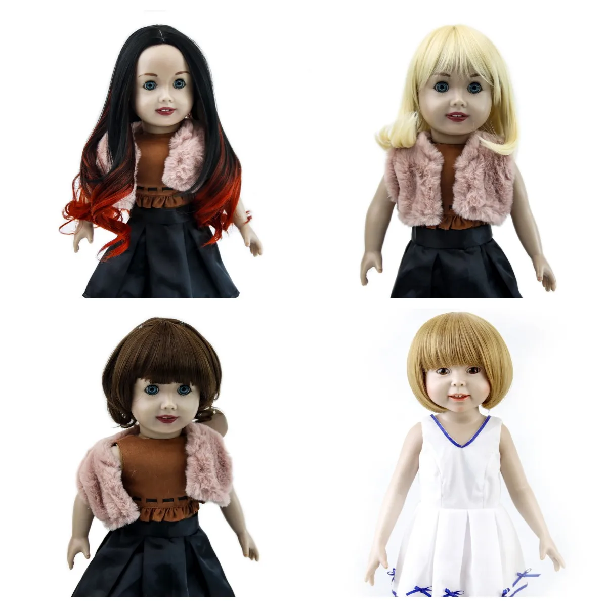 

18'' American Doll Hair Varies Colorful Long Curly Short Bobo Heat Resistant Fiber Syntheric Wigs 27CM Head Size Doll Accessorie