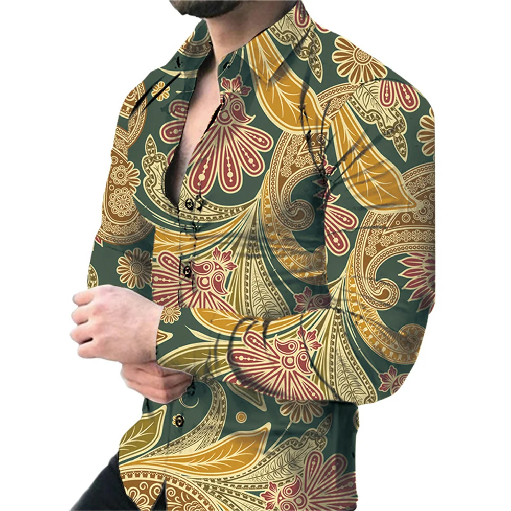 thumbnail image 1 of Camisa de hombre Retro Street 2024 Primavera/Verano Otoño/Invierno Moda Camisa de hombre con estampado 3D Camisa de manga larga con botones, 1 of 5