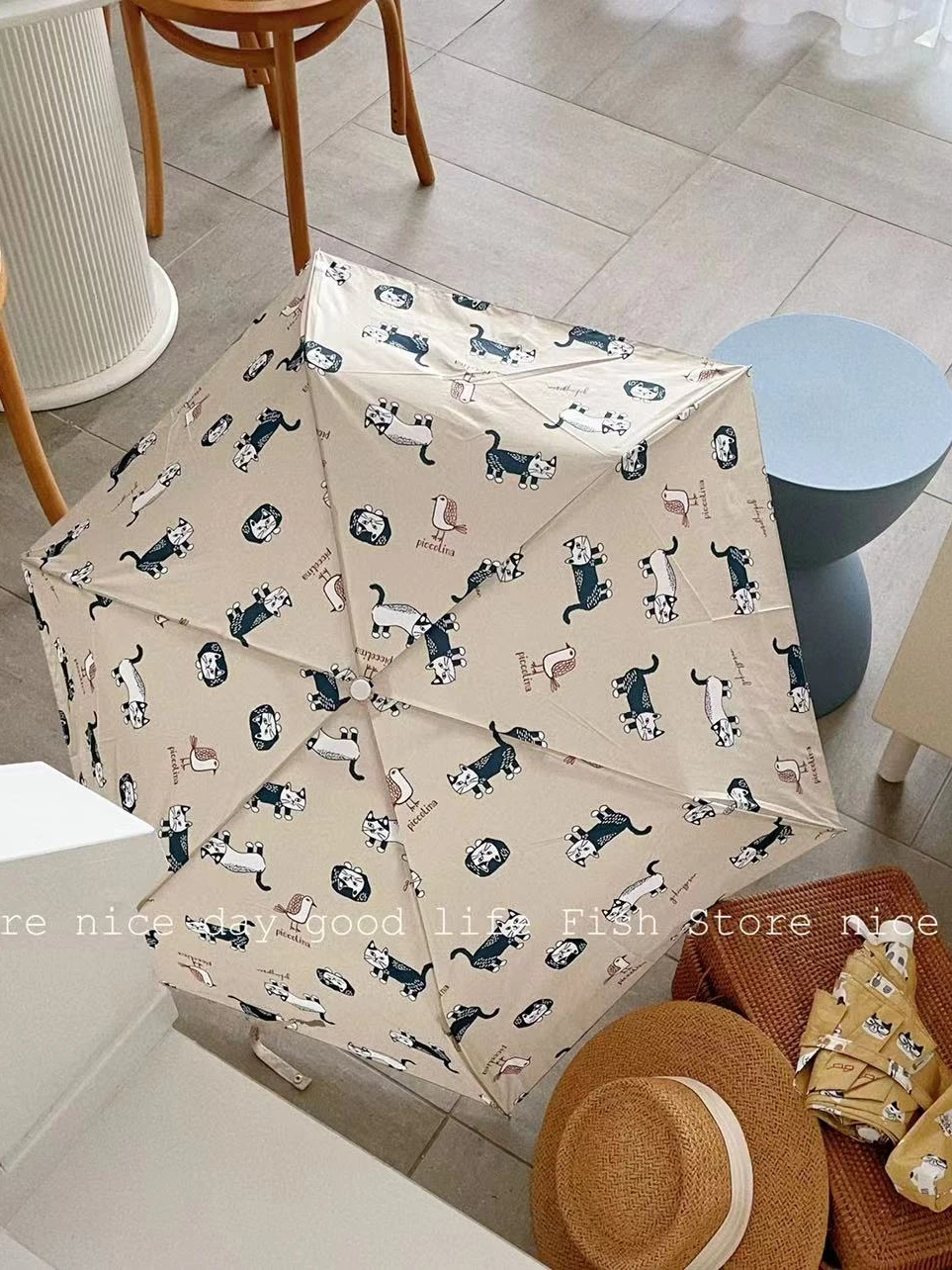 

Cat rain or shine umbrella short handle folding umbrella sun umbrella