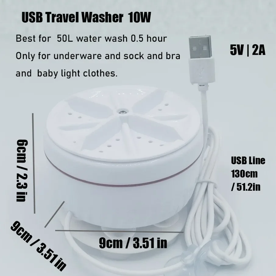 Mini washing machine suitable for socks underwear compact ultrasonic turbine washing machine travel and home laundry equipment