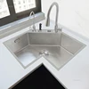 Modern Small Apartment Special Washing Sink L-shaped Stainless Steel Corner Kitchen Sinks Large Single Sink Kitchen Accessories 5