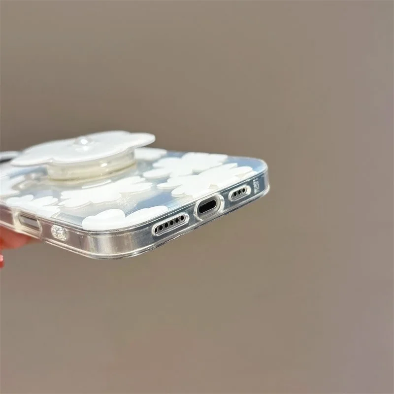 White Flower Grip Tok Holder with Dazzle Lustre Lining