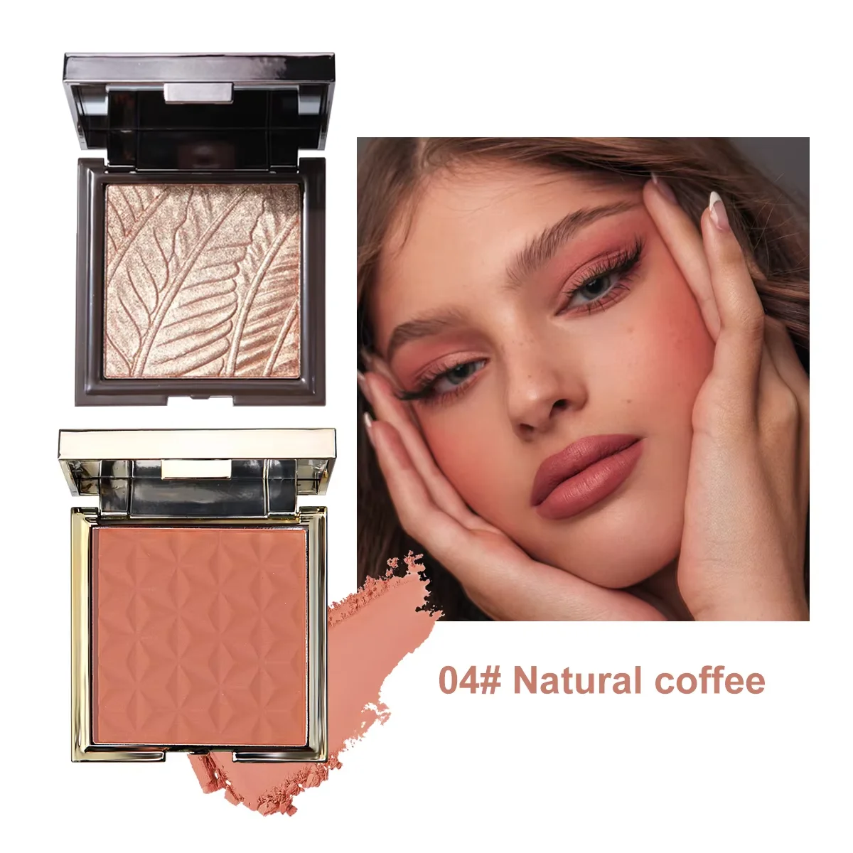 Antique bronze gold highlights powder blusher red disk persistent color rendering three-dimensional highlights