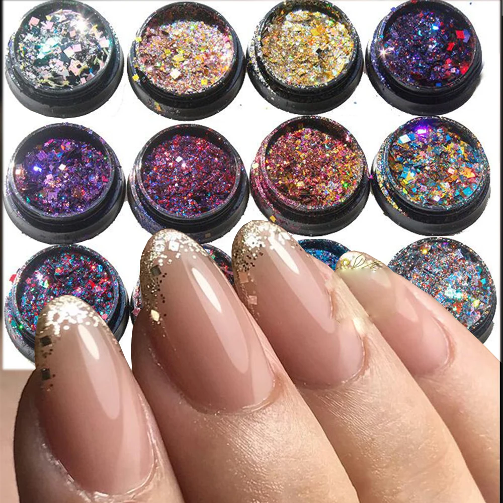 Holographic Chunky Glitter 12-Pot for Nail Art and Costmetic - China Chunky  Glitter and Holographic Glitter price