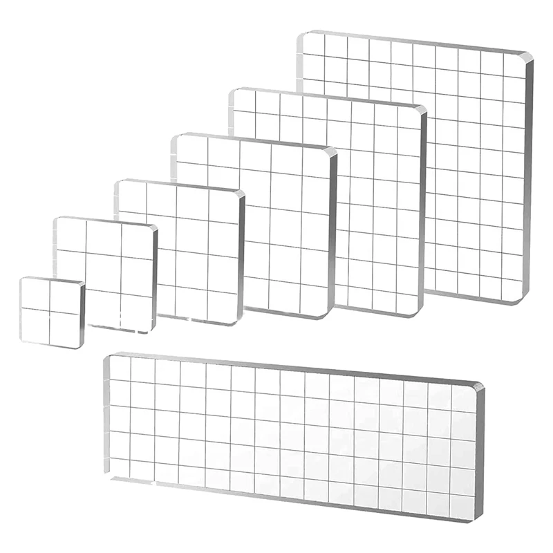

7 шт., акриловые блоки для штампов, прозрачные блоки для штампов, акриловые блоки для штамповки, набор инструментов для штамповки с декоративной сеткой