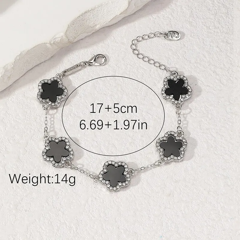 Flower Shape Bracelet Multi Colored Shiny Cubic Zircon Adjustable Chain Jewelry