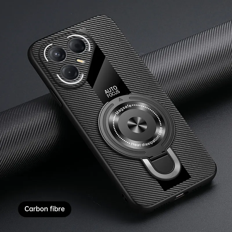 Luxury Shockproof Sheepskin Leather Magnetic Ring Holder Phone Case