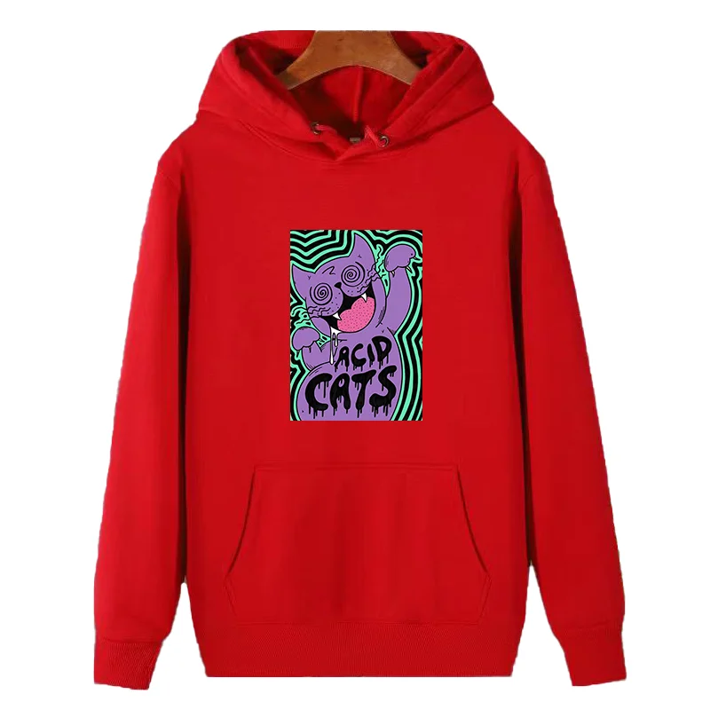 

Acid Cats Pop Art Drug Psychedelic Trippy Lucid Dream Graphic Hooded Shirt Thick Sweater Hoodie Hooded Shirt Fleece Hoodie