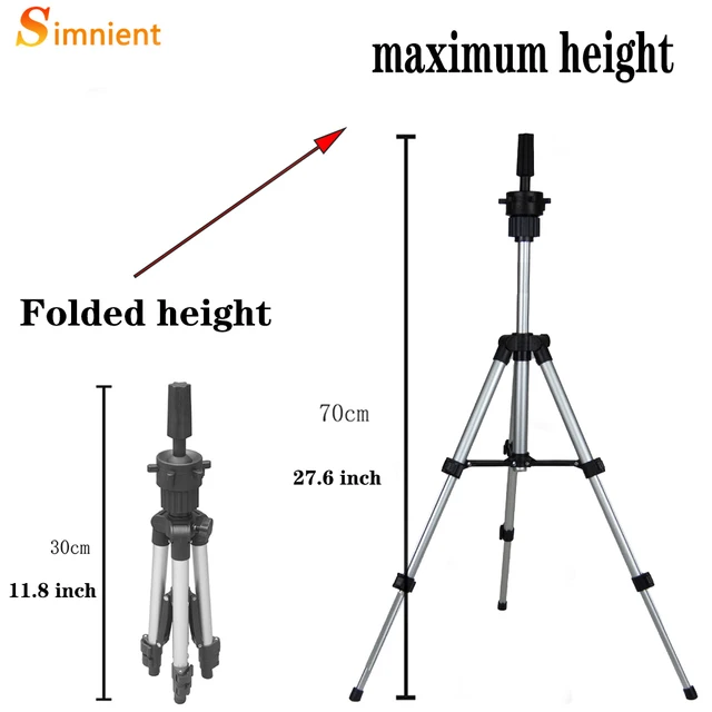 Simnient Adjustable Tripod Stand Holder Mannequin Head Tripod Hairdressing Training Head Holder Top Selling Hair Wig Stands Tool height 70cm silver